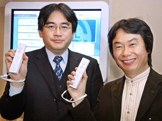 nintendo president satoru iwata and shigeru miyamoto
