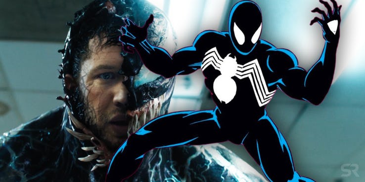 Spider Man in the Symbiote Suit and Venom