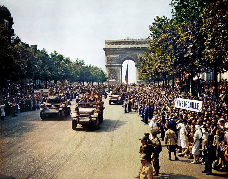 Crowds of French patriots line the Champs Elysees edit2