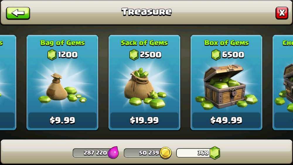 in app purchase clas of clans