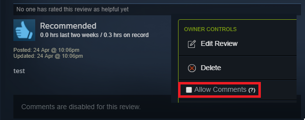 steam reviews comments disabled by default 1