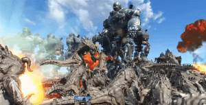 ویدئو :fallout 4  نبرد بین Liberty Primes و Deathclaws